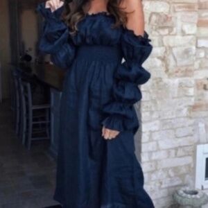 Sleeper Michelin Navy Linen dress